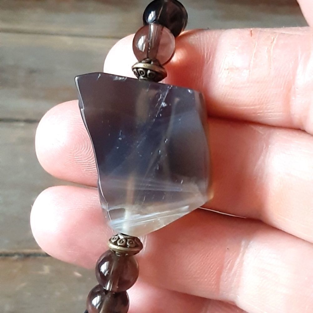 Sliced Agate & Smoky Quartz